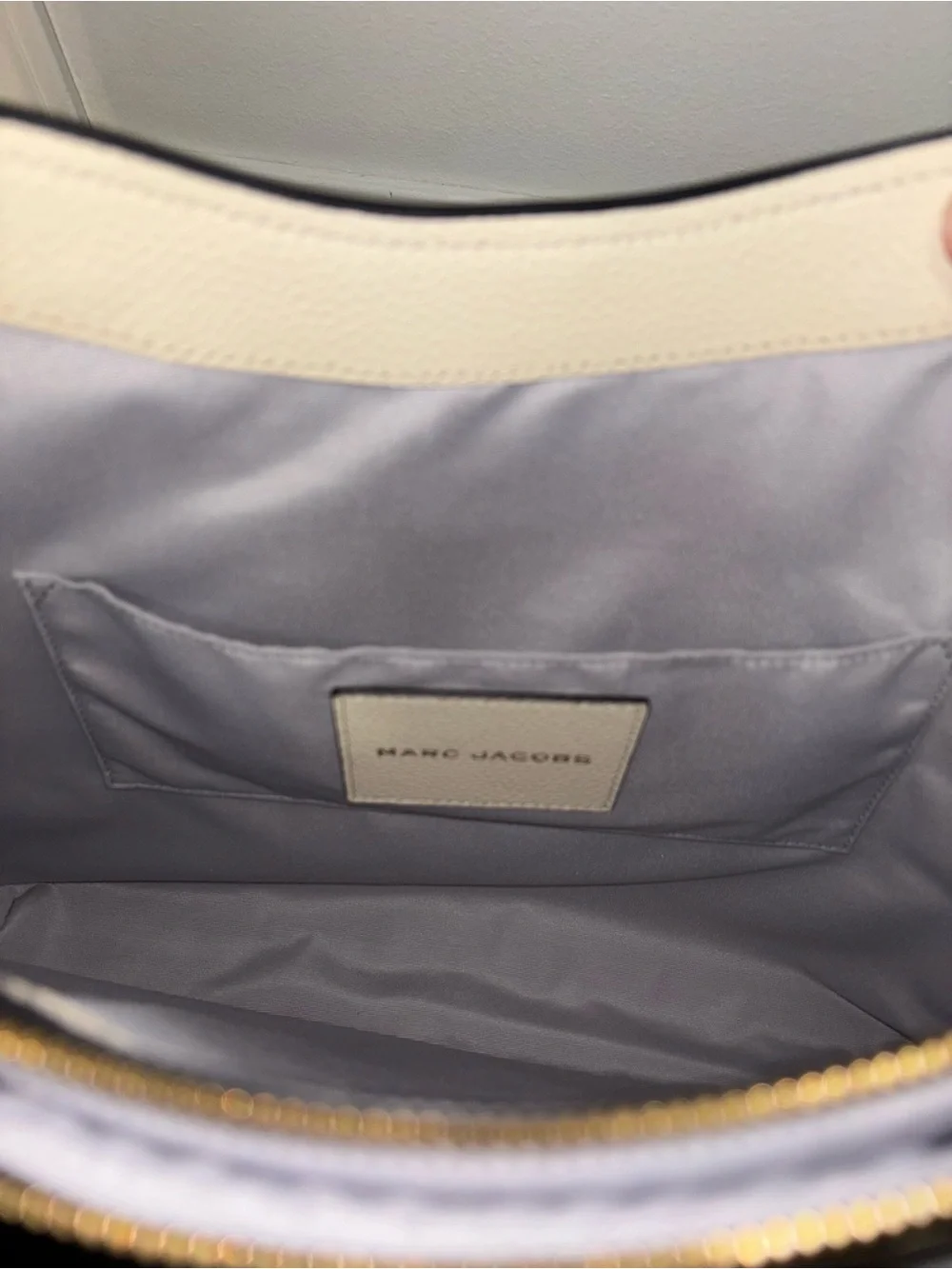 Marc Jacobs Pebbled Leather Cream Tote with Gold Hardware